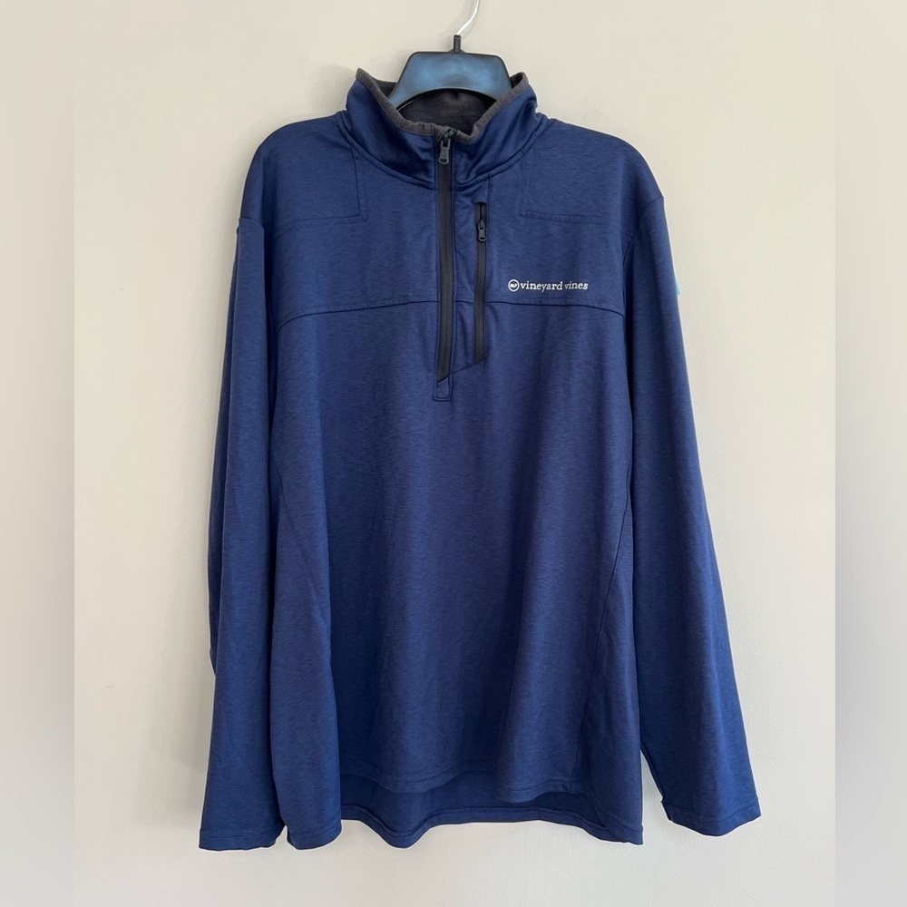 Vineyard Vines OTG On-The-Go Shep Shirt 1/4 Zip Pullover in Deep Navy Blue, XL